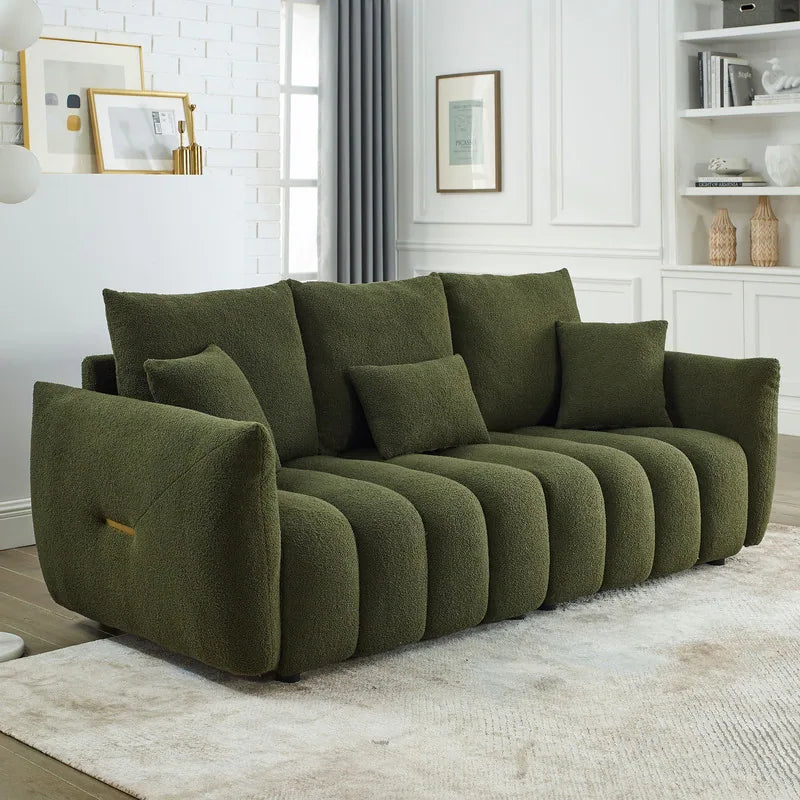 82'' premium teddy velvet oversized cushioned 3-seater sofa