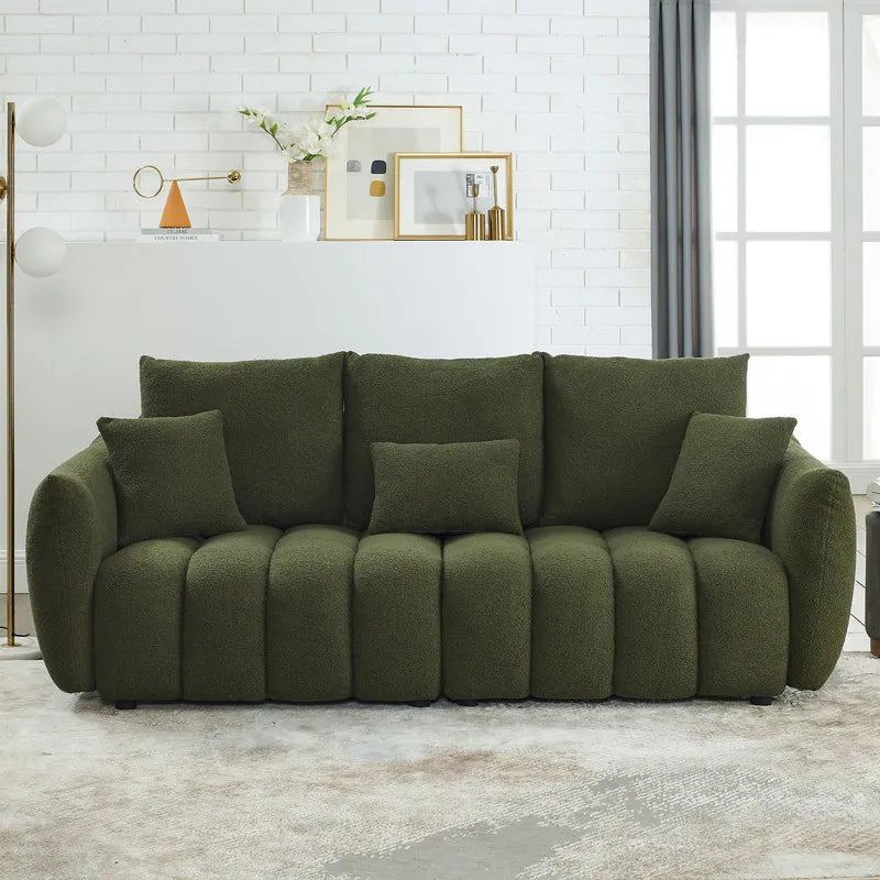 82'' premium teddy velvet oversized cushioned 3-seater sofa