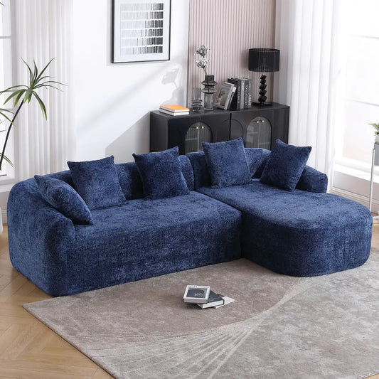 Boucle Upholstered L-Shape 3 Seater Oversized Comfy Sofa for Living Room