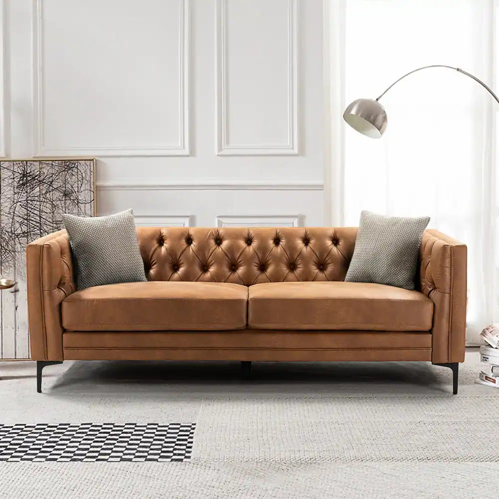 Calymne 84" Classic Square Arms Sofa with Button-Tufted Back by HULALA HOME