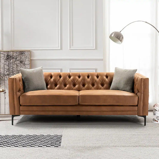 Calymne 84" Classic Square Arms Sofa with Button-Tufted Back by HULALA HOME