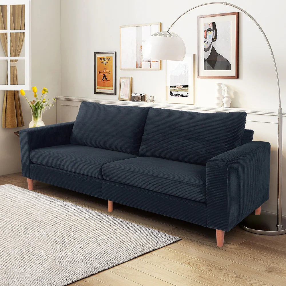 82.68 INCH Corduroy Sofa, Comfy Sofa Couch Extra Deep Seats, Corduroy Couch Mid-Century Modern Couch 3 Seater Sofa Loveseat