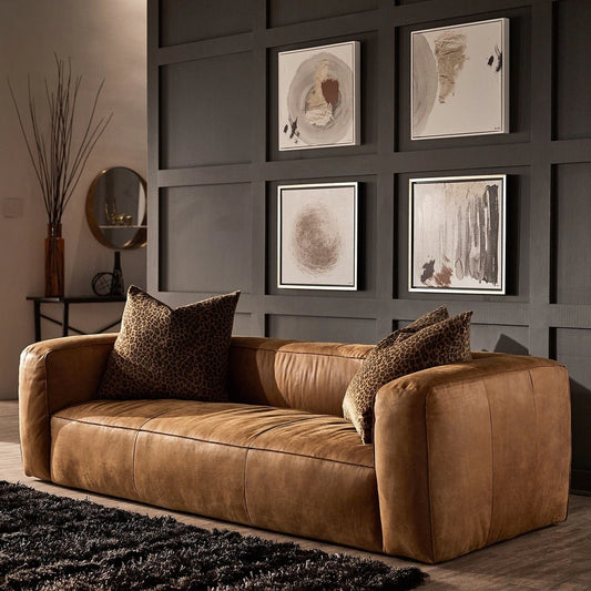 Divya Outback Tan Leather Sofa by iNSPIRE Q Modern